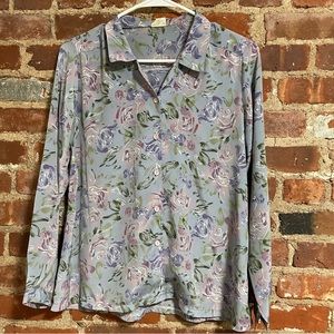 Vintage floral button down blouse size small